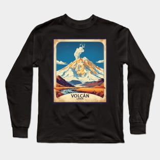 Volcan Lanin Argentina Vintage Tourism Poster Long Sleeve T-Shirt